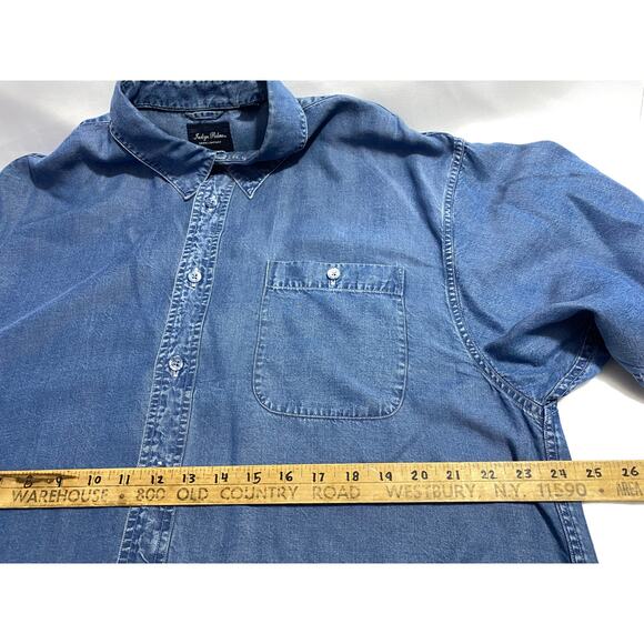 Indigo Palms by Tommy Bahama Denim Shirt Short Sleeve Button-Up Blue Size Large - Picture 5 of 7
